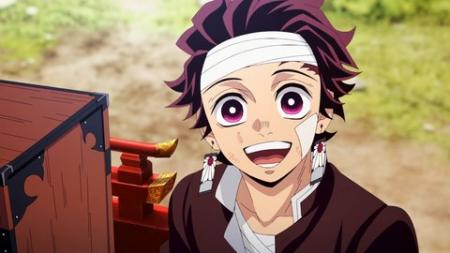 When Tanjiro regained consciousness, what did he see in front of him?