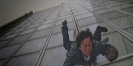 In which movie did Jackie Chan suffer a brain hemorrhage?